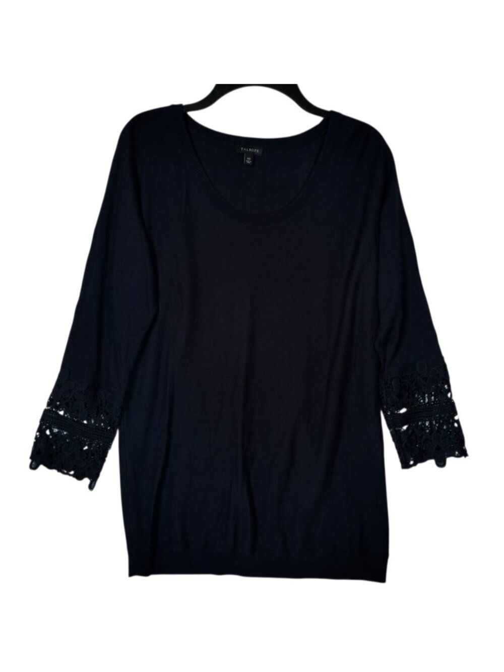 Talbots Sweater Navy Blue 3/4 Sleeves Lace Cotton Women's XS